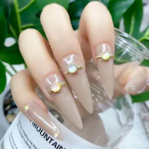 TSZS Brand New Summer Glänzendes Glas Edelstein Nail Art Ring Aurora Edelstein mit Metall Diamant 3D Maniküre Zubehör