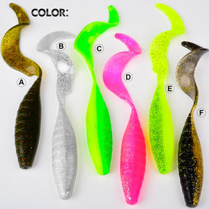 เหยื่อตก<span class=keywords><strong>ปลา</strong></span>แบบนิ่ม OEM 2 ชิ้น/ถุง น้ำหนัก 23.4 กรัม ยาว 16 ซม. 6 สี พร้อมเลเซอร์วิบวับ หางแบบแพดเดิล หางแบบหยิก ใช้กับชุดตกปลาเท็กซัส ริก เหมาะสำหรับตกปลาแบส - Product Image 2