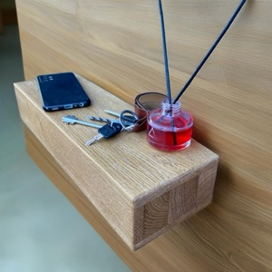 Table de chevet flottante en bois avec tiroir dissimulé pour rangement secret et style moderne, étagère à compartiment caché - Product Image 4