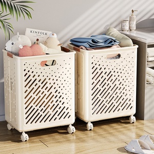 <strong>Collapsible</strong> Laundry <strong>Baskets</strong> 60L Large Capacity Laundry Hamper Bathroom Breathable Laundry <strong>Basket</strong> With Universal Wheels - Product Image 2