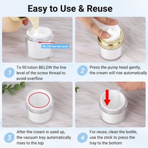 Flacon Airless 15ml 30ml 50ml 100ml pour Crème Cosmétique, Lait Corporel, Sérum Soin de la Peau – Bouteilles en Plastique ABS Bambou avec Pompe Pulvérisatrice et Écran - Product Image 4