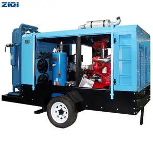공기 냉각 110Kw ZIQI 브랜드 스크류 에어 엔드 내구성 YUCHAI 브랜드 디젤 엔진 공기 압축기 단일 단계
