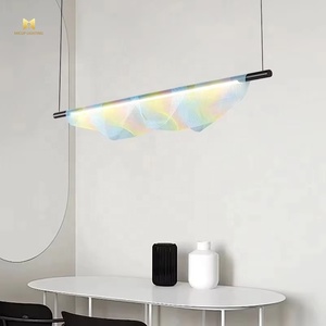 Modern Design Regenboog Led Hanglamp Netschaduw Kleurrijke Strip Kroonluchter Lange Vorm Hangende Plafondlamp - Product Image 4
