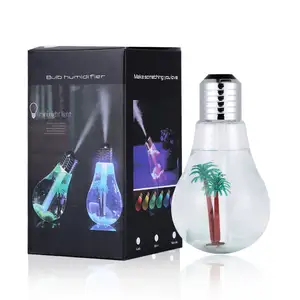 Hot Sell Portable 400ml Mini USB Rechargeable Mute Humidifier With Night Light Essential Oils Bulb Air Humidifier for Home
