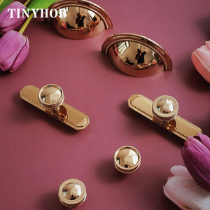 Glossy <strong>Gold</strong> Solid Brass with Plate Drawer Knob Furniture <strong>Handle</strong> Cupboard Drawer Pull Kitchen Cabinet Door <strong>Wardrobe</strong> <strong>Handle</strong> C-5675 - Product Image 4