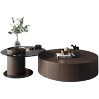 Modernes Luxuriöses Holz-Glas Rundes Couchtisch-Set Wohnzimmer Multifunktionale Heim-Schubladenmöbel Design Einzigartig Neuestes Modell