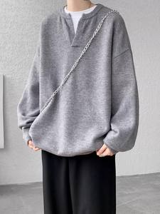 Pull en tricot à col en V pour homme, style couple, American Vibe, style streetwear, coupe ample et décontractée, doux et chaud - Product Image 5