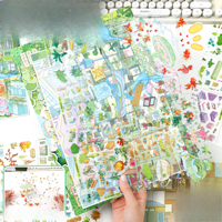 Satu Paket Stiker Terapi Stiker Mini-scene 3D Stiker Pop-up DIY Stiker Pereda Stres