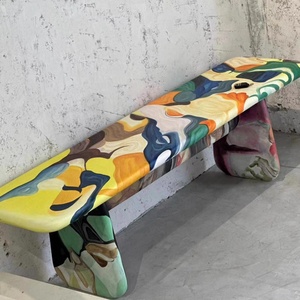 Design Dutch creativo di design di lusso leggero dipinto panca accento sedia moda sala da pranzo personalizzato pittura a olio sgabelli ottomani - Product Image 6