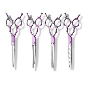 犬と猫のグルーマーのためのホット販売プロフェッショナル日本440Cステンレス鋼カラフルなペットグルーミングはさみセット - Product Image 1