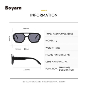 Boyarn Factory, venta al por mayor, gafas de personalidad Retro de <span class=keywords><strong>San</strong></span> Valentín, gafas de puente doble, gafas de sol clásicas con montura grande - Product Image 4