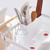 Égouttoir à vaisselle blanc lave-linge égouttoir panier étagère de rangement cuisine légumes rangement vaisselle supports d'angle avec manche en bois