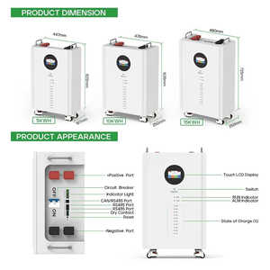 Batería de Litio de 51.2v 48v 200ah 10kw, Sistema de Almacenamiento de Energía Doméstico, Grado A, Almacenamiento de Energía Solar CAN, Capacidad de 100ah, Tipo de Salida de CA - Product Image 4
