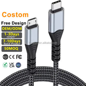 Câble de charge rapide USB 2.0 C vers Micro en cuivre pur 3A LUNG KAY, nouveau, 2M 3M, coque en alliage d'aluminium, gaine en nylon, transfert de données 480 Mbps - Product Image 1