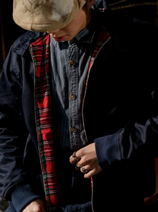 Chaqueta Bomber Harrington para Hombre Talla Grande, Azul Marino con Forro Tartán, Cierre de Cremallera, Ropa Exterior Informal para Otoño e Invierno - Product Image 6