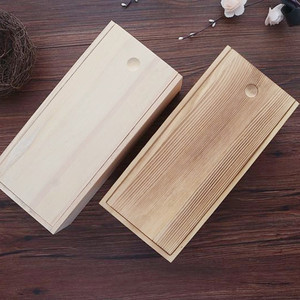 wholesale cheap rectangle square wooden boxes unfinished pine wood box slide top for gift