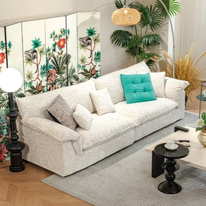 Set di Divani in Lino Minimalista Italiano, Seduta Profonda di Lusso, Arredamento Moderno per Villa, <span class=keywords><strong>Soggiorno</strong></span>, Hotel - Product Image 4