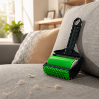 Grand rouleau anti-poils manuel double face en plastique, lavable, pour l'élimination des poils d'animaux et l'usage domestique
