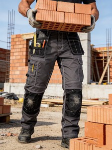 Pantalon de travail en polycoton durable pour hommes, poches amovibles, boutons en laiton, fermeture éclair <span class=keywords><strong>SBS</strong></span> - Product Image 5