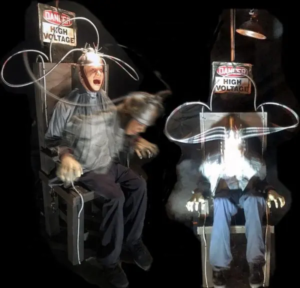 אינדוקציה אינפרא אדום כיסא חשמלי זומבי ליל כל הקדושים אנימטרוניקה דמות דמות זוועה אבזרי בית רדד זומבי קישוט