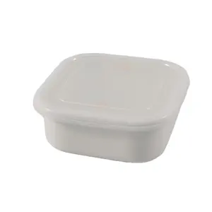 Простая Стильная белая эмалированная миска, белая коробка для хранения продуктов, переносная герметичная банка, контейнер для фруктов с герметичной крышкой