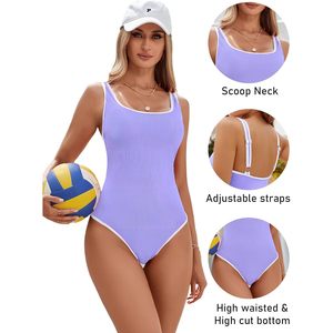 Traje de Baño de Una Pieza para Mujer, Corte Alto, Escote Redondo, Secado Rápido, Spandex, Poliéster - Product Image 4