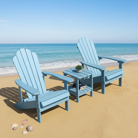 Ensemble de chaises d'extérieur modernes en HDPE avec table d'appoint, résistant aux intempéries, aux UV, sans risque de pourrissement/rouille, portable |   Meubles de patio bleus pour la plage