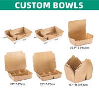 Contenedor de Alimentos Desechable Ecológico de Alta Gama con Compartimento a Prueba de Fugas, Tapa de Papel Kraft Personalizada con Logotipo para Comida para Llevar de Restaurantes