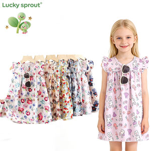 लड़कियों के ग्रीष्मकालीन कपड़े <span class=keywords><strong>2026</strong></span> नई शैली की उड़ान स्लीव बनियान बच्चों के फूलों की पोशाक - Product Image 1