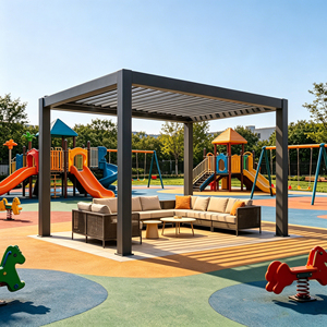 Toldo motorizado de gran envergadura para exteriores, estilo casa de vacaciones, con módulos completos de funciones para la vida al aire libre, para uso privado. - Product Image 3
