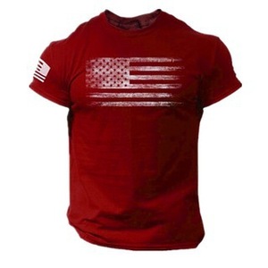 Camiseta de Manga Corta para <span class=keywords><strong>Hombre</strong></span>, Marca YY, Diseño de Águila con Bandera Americana, Algodón y Fibra de Bambú, Estilo Vintage, Verano, 300g de Peso de Tela - Product Image 4