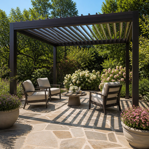 Pergola et tonnelle motorisées écologiques en aluminium Jiake avec panneaux à lamelles, faciles à assembler pour jardin, terrasse et usage extérieur - Product Image 1