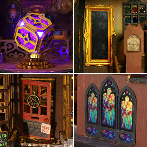 Kit <span class=keywords><strong>de</strong></span> <span class=keywords><strong>maison</strong></span> miniature en bois à assembler soi-même Magic House Book Nook avec lumières LED, modèle <span class=keywords><strong>de</strong></span> scène <span class=keywords><strong>de</strong></span> livre, décoration <span class=keywords><strong>de</strong></span> bureau - Product Image 6