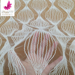 HY3016 nuevo <span class=keywords><strong>blanco</strong></span> francés trabajo pesado 3D encaje con cuentas boda vestido de novia africano al por mayor - Product Image 4