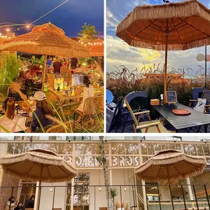 Gros parapluies de plage promotionnels Plage forte moderne, parapluies de cour de jardin Parapluies de plage extérieurs commerciaux de paille/ - Product Image 6