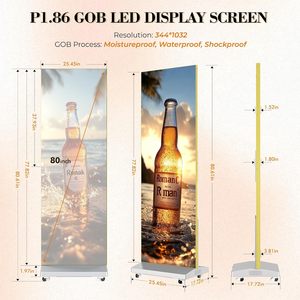 80 pollici P1.86 argento <span class=keywords><strong>LED</strong></span> Digital Signage chiosco pieghevole <span class=keywords><strong>LED</strong></span> Poster <span class=keywords><strong>Screen</strong></span> per eventi interni sistema di pubblicazione di animazione evento - Product Image 3
