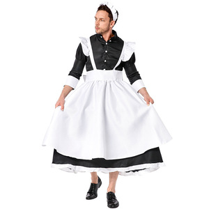 Abito Lungo <span class=keywords><strong>da</strong></span> Cameriera Bianco e Nero XJ per Eventi Annuali, Costumi Divertenti per Spettacoli di Uomini, Ragazzi e Ragazze - Product Image 3
