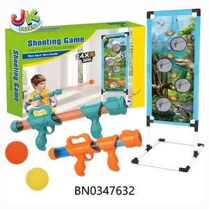Jeu de tir de dinosaures avec 2 pistolets à balles éclatantes, 24 balles en mousse, cible de score sur pied, jeu sportif intérieur/extérieur pour enfants, cadeaux - Product Image 5