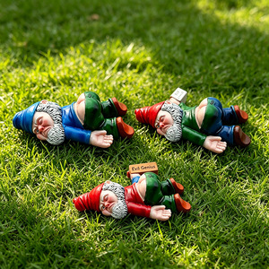 Drunken Dwarf Resin Figurines Red And Blue Cartoon Dolls Indoor Decor Home Desktop Ornaments Christmas Decoration - Product Image 2