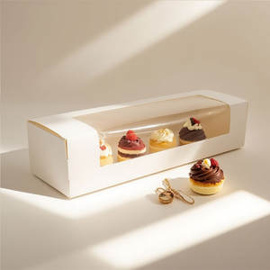 Cajas <span class=keywords><strong>de</strong></span> Cartón Kraft Blanco Transparente para <span class=keywords><strong>Donuts</strong></span>, Pasteles, Galletas y Cupcakes con Ventana Transparente - Product Image 2