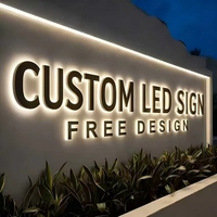 Panneau lumineux LED personnalisé avec logo d'entreprise 3D, design rétroéclairé en métal doré et acrylique, lettrage découpé, texte statique