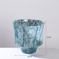 Vase en verre soufflé à la main à pois bleus, décoration colorée pour la maison, décoration de luxe pour hôtel, vente en gros, sur mesure
