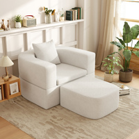 ATUNUS Komprimiertes Schwammsofa, Knochenloses Einzelsofa-Bett für Wohnzimmer, Schlafzimmer, Heim-Möbel, Weißes Ovales Faulenzersofa