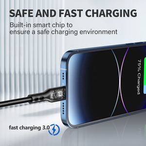 Câble de données USB vers Type-C tressé en nylon ESEEKGO 1M/3.3FT G-31B, conducteur en cuivre pur pour ordinateur Android, écouteurs, anti-casse - Product Image 3