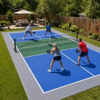 Kit de terrain de pickleball portable professionnel pour la maison et le jardin, avec dalles emboîtables en PP à lignes pré-marquées