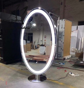 Salon Thiết Bị Tóc Thiết Kế Độc Đáo Salon Gương Trạm Mỹ Phẩm Vanity Bảng Salon Trang Điểm Gương Với LED - Product Image 2