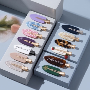 QianJin Pinces à <span class=keywords><strong>Cheveux</strong></span> Personnalisées <span class=keywords><strong>avec</strong></span> Logo, Accessoires en Acétate, Pinces Plates pour <span class=keywords><strong>Cheveux</strong></span>, Pinces Personnalisées pour Femmes - Product Image 1
