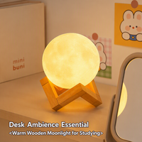 Lampe lune créative en vinyle peinte à la main, veilleuse LED tendance pour chambre à coucher avec fonction tactile