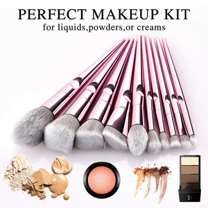 DailyQueen <span class=keywords><strong>Wet</strong></span> <span class=keywords><strong>Wild</strong></span> Foundation Eyeshadow Makeup Brush Set 10PCs con Logo gratis Pink Silver Colorful Bling Haz tu propio logotipo - Product Image 4