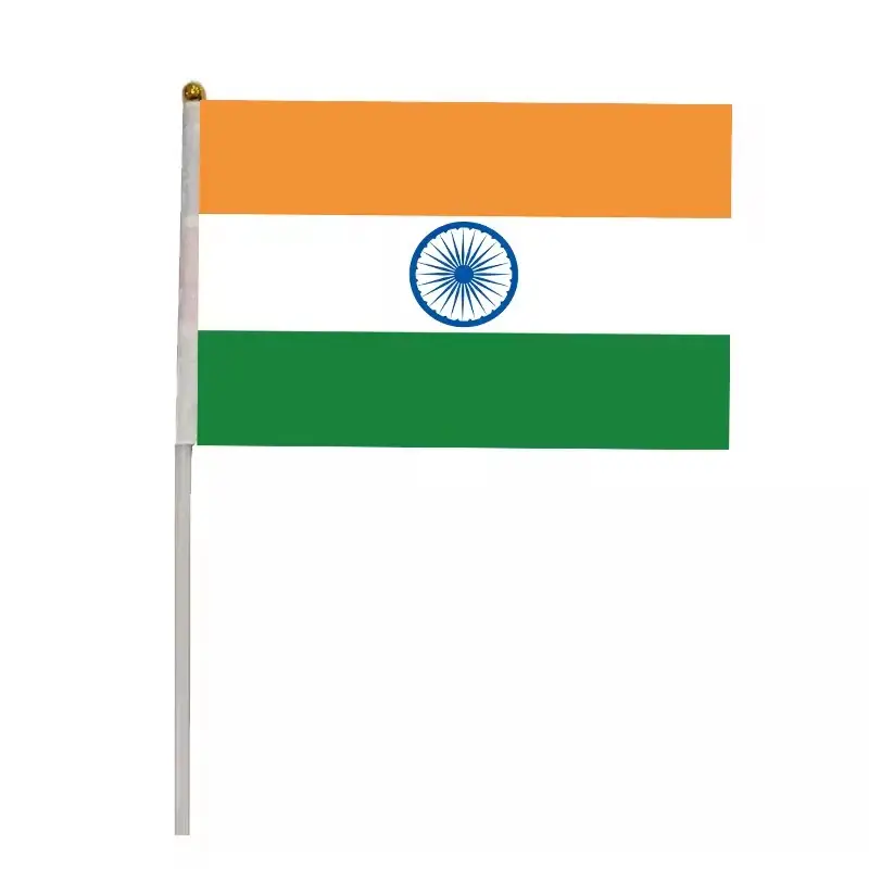 India Handzwaaiende Vlag Draagbare Zwaaiende Vlag Parade Wereld Land Zwaaiende Vlag Mini Handheld Banner